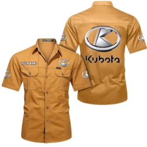 Kubota Short Sleeved Shirt, All Over Print Button Shirt CAR444052625910 - Turmeric