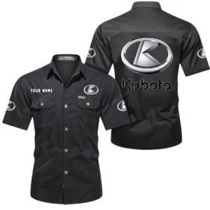 Kubota Short Sleeved Shirt, All Over Print Button Shirt CAR444052625910 - Black