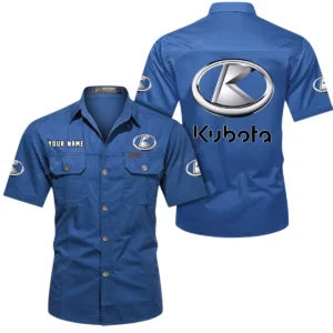 Kubota Short Sleeved Shirt, All Over Print Button Shirt CAR444052625910 - Cowboy Blue