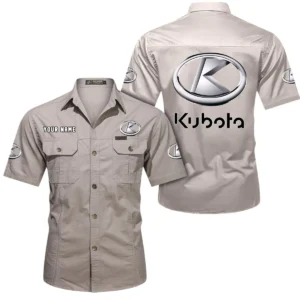 Kubota Short Sleeved Shirt, All Over Print Button Shirt CAR444052625910 - Beige