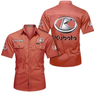 Kubota Short Sleeved Shirt, All Over Print Button Shirt CAR444052625910 - Red