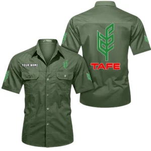 Tafe Short Sleeved Shirt, All Over Print Button Shirt CAR444052625911 - Army Green