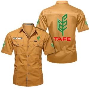 Tafe Short Sleeved Shirt, All Over Print Button Shirt CAR444052625911 - Turmeric