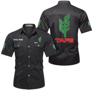 Tafe Short Sleeved Shirt, All Over Print Button Shirt CAR444052625911 - Black