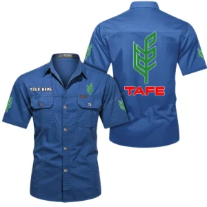 Tafe Short Sleeved Shirt, All Over Print Button Shirt CAR444052625911 - Cowboy Blue