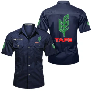 Tafe Short Sleeved Shirt, All Over Print Button Shirt CAR444052625911 - Dark Blue