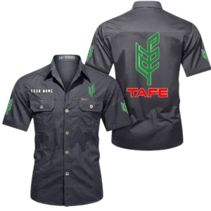 Tafe Short Sleeved Shirt, All Over Print Button Shirt CAR444052625911 - Gray