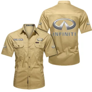 Infiniti Short Sleeved Shirt, All Over Print Button Shirt CAR444052625912 - Khaki