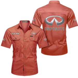Infiniti Short Sleeved Shirt, All Over Print Button Shirt CAR444052625912 - Red