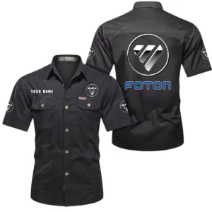 Foton Short Sleeved Shirt, All Over Print Button Shirt CAR444052625913 - Black