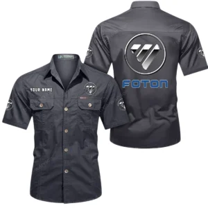 Foton Short Sleeved Shirt, All Over Print Button Shirt CAR444052625913 - Gray