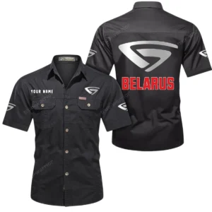 Belarus Short Sleeved Shirt, All Over Print Button Shirt CAR444052625914 - Black