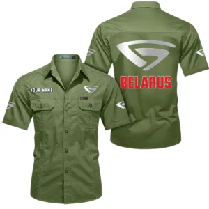 Belarus Short Sleeved Shirt, All Over Print Button Shirt CAR444052625914 - Fruit Green