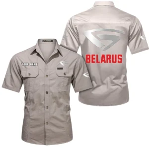 Belarus Short Sleeved Shirt, All Over Print Button Shirt CAR444052625914 - Beige