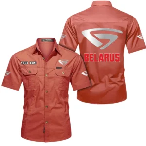 Belarus Short Sleeved Shirt, All Over Print Button Shirt CAR444052625914 - Red