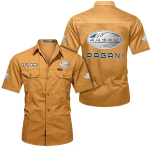 Pagani Short Sleeved Shirt, All Over Print Button Shirt CAR444052625916 - Turmeric