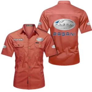 Pagani Short Sleeved Shirt, All Over Print Button Shirt CAR444052625916 - Red