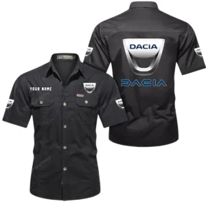 Dacia Short Sleeved Shirt, All Over Print Button Shirt CAR444052625917 - Black