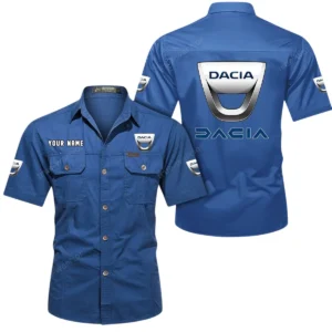 Dacia Short Sleeved Shirt, All Over Print Button Shirt CAR444052625917 - Cowboy Blue