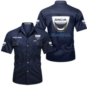 Dacia Short Sleeved Shirt, All Over Print Button Shirt CAR444052625917 - Dark Blue