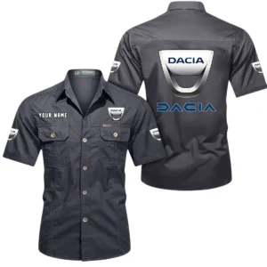 Dacia Short Sleeved Shirt, All Over Print Button Shirt CAR444052625917 - Gray