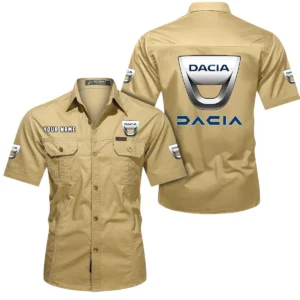 Dacia Short Sleeved Shirt, All Over Print Button Shirt CAR444052625917 - Khaki