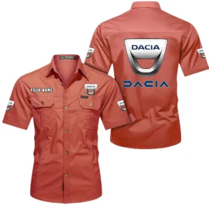 Dacia Short Sleeved Shirt, All Over Print Button Shirt CAR444052625917 - Red