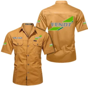 Fendt Short Sleeved Shirt, All Over Print Button Shirt CAR444052625918 - Turmeric