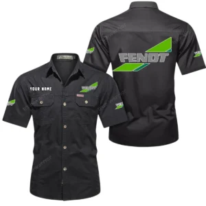 Fendt Short Sleeved Shirt, All Over Print Button Shirt CAR444052625918 - Black