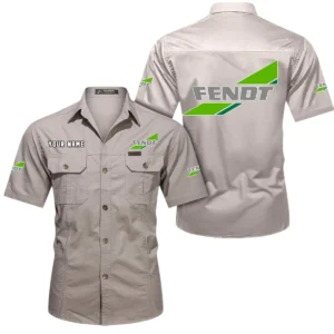 Fendt Short Sleeved Shirt, All Over Print Button Shirt CAR444052625918 - Beige