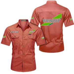 Fendt Short Sleeved Shirt, All Over Print Button Shirt CAR444052625918 - Red