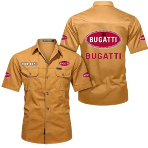 Bugatti Short Sleeved Shirt, All Over Print Button Shirt CAR444052625919 - Turmeric