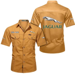 Jaguar Cars Short Sleeved Shirt, All Over Print Button Shirt CAR444052625920 - Turmeric