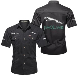 Jaguar Cars Short Sleeved Shirt, All Over Print Button Shirt CAR444052625920 - Black