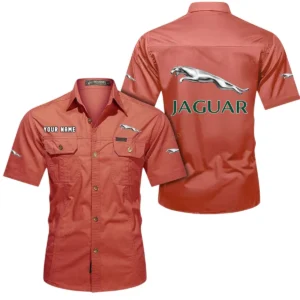 Jaguar Cars Short Sleeved Shirt, All Over Print Button Shirt CAR444052625920 - Red