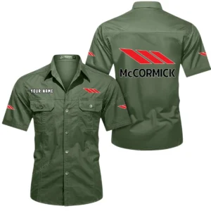 McCormick Short Sleeved Shirt, All Over Print Button Shirt CAR444052625921 - Army Green