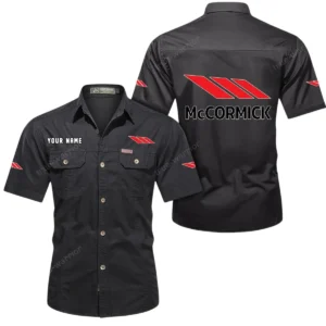 McCormick Short Sleeved Shirt, All Over Print Button Shirt CAR444052625921 - Black