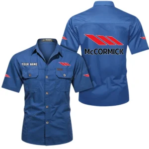 McCormick Short Sleeved Shirt, All Over Print Button Shirt CAR444052625921 - Cowboy Blue