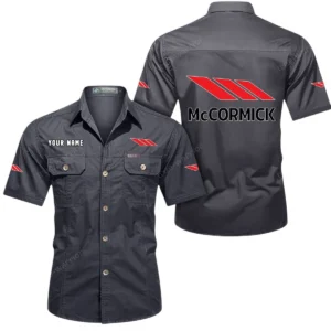 McCormick Short Sleeved Shirt, All Over Print Button Shirt CAR444052625921 - Gray