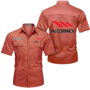 McCormick Short Sleeved Shirt, All Over Print Button Shirt CAR444052625921 - Red