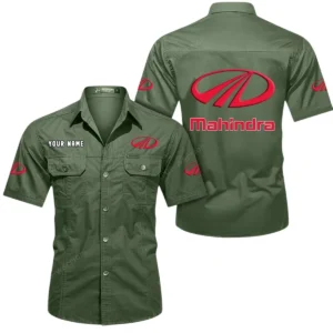 Mahindra Short Sleeved Shirt, All Over Print Button Shirt CAR444052625922 - Army Green