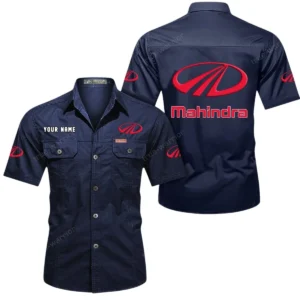 Mahindra Short Sleeved Shirt, All Over Print Button Shirt CAR444052625922 - Dark Blue