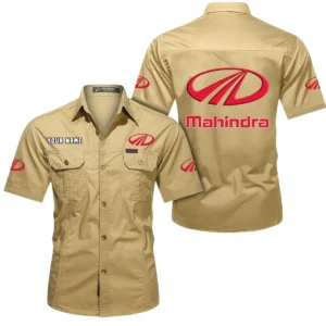 Mahindra Short Sleeved Shirt, All Over Print Button Shirt CAR444052625922 - Khaki