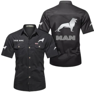 MAN Truck Short Sleeved Shirt, All Over Print Button Shirt CAR444052625923 - Black