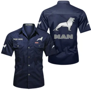 MAN Truck Short Sleeved Shirt, All Over Print Button Shirt CAR444052625923 - Dark Blue