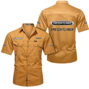 Freightliner Short Sleeved Shirt, All Over Print Button Shirt CAR444052625924 - Turmeric