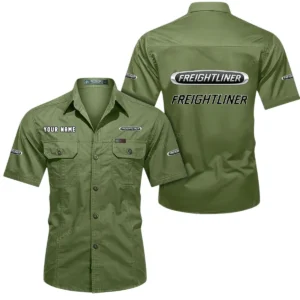 Freightliner Short Sleeved Shirt, All Over Print Button Shirt CAR444052625924 - Fruit Green