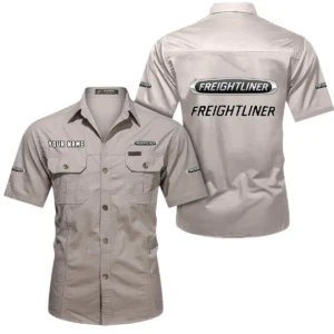Freightliner Short Sleeved Shirt, All Over Print Button Shirt CAR444052625924 - Beige
