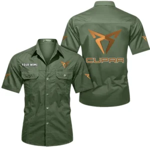 Cupra Short Sleeved Shirt, All Over Print Button Shirt CAR444052625925 - Army Green