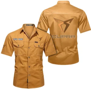 Cupra Short Sleeved Shirt, All Over Print Button Shirt CAR444052625925 - Turmeric